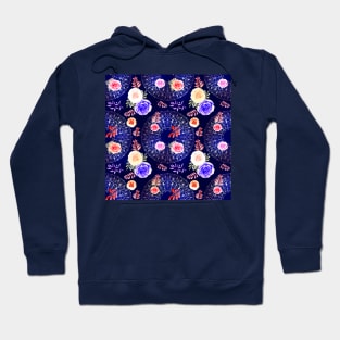 Spring Mandalas and Roses Midnight Blue Hoodie